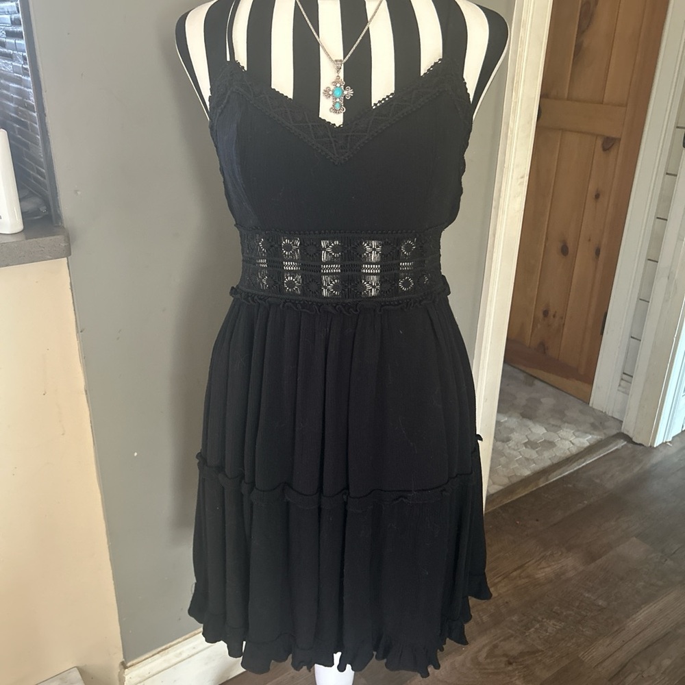Ultra Flirt Black Lace Accent Mini Dress